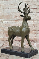 Bronze Deer with Antlers - Elegant Wildlife Sculpture