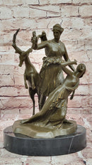 Bronze Diana Huntress and Deer Classical Mythical Sculpture