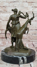 Bronze Diana Huntress and Deer Classical Mythical Sculpture