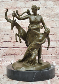 Bronze Diana Huntress and Deer Classical Mythical Sculpture