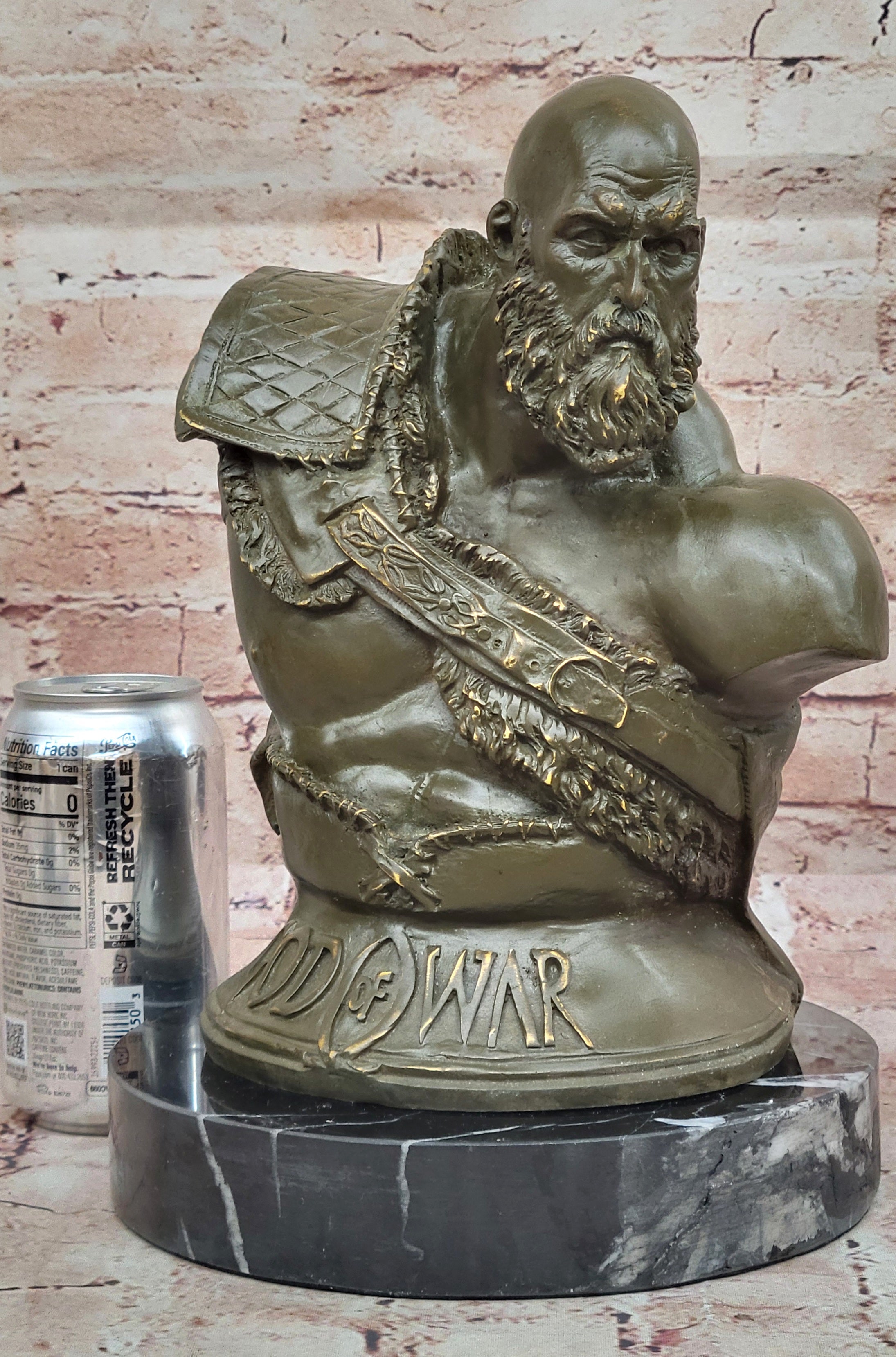 Bronze Kratos God of War Bust - Gaming Sculpture