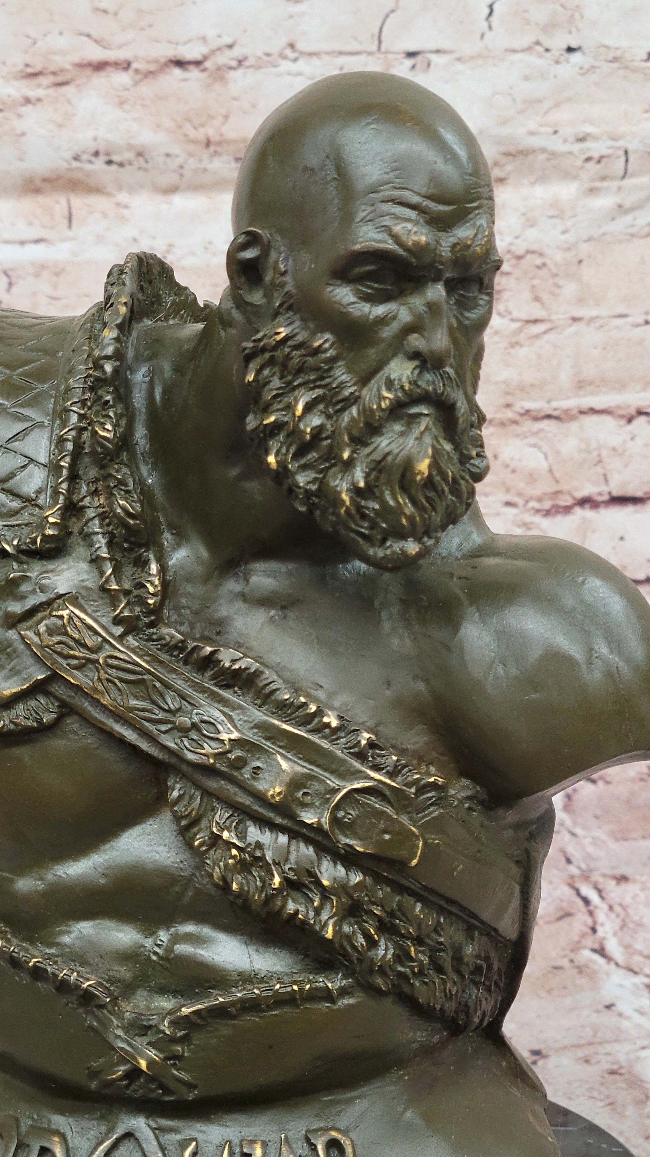 Bronze Kratos God of War Bust - Gaming Sculpture