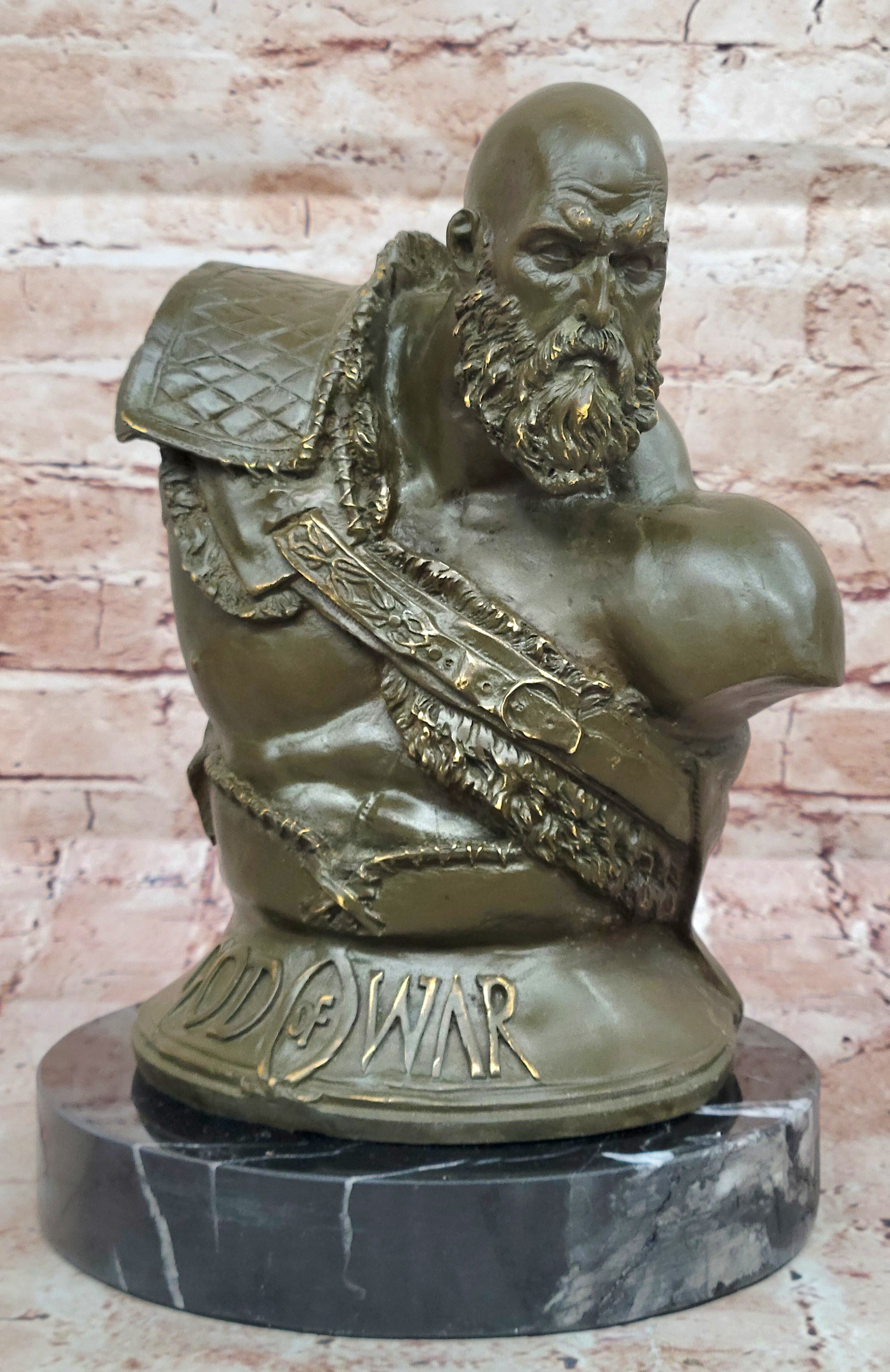 Bronze Kratos God of War Bust - Gaming Sculpture