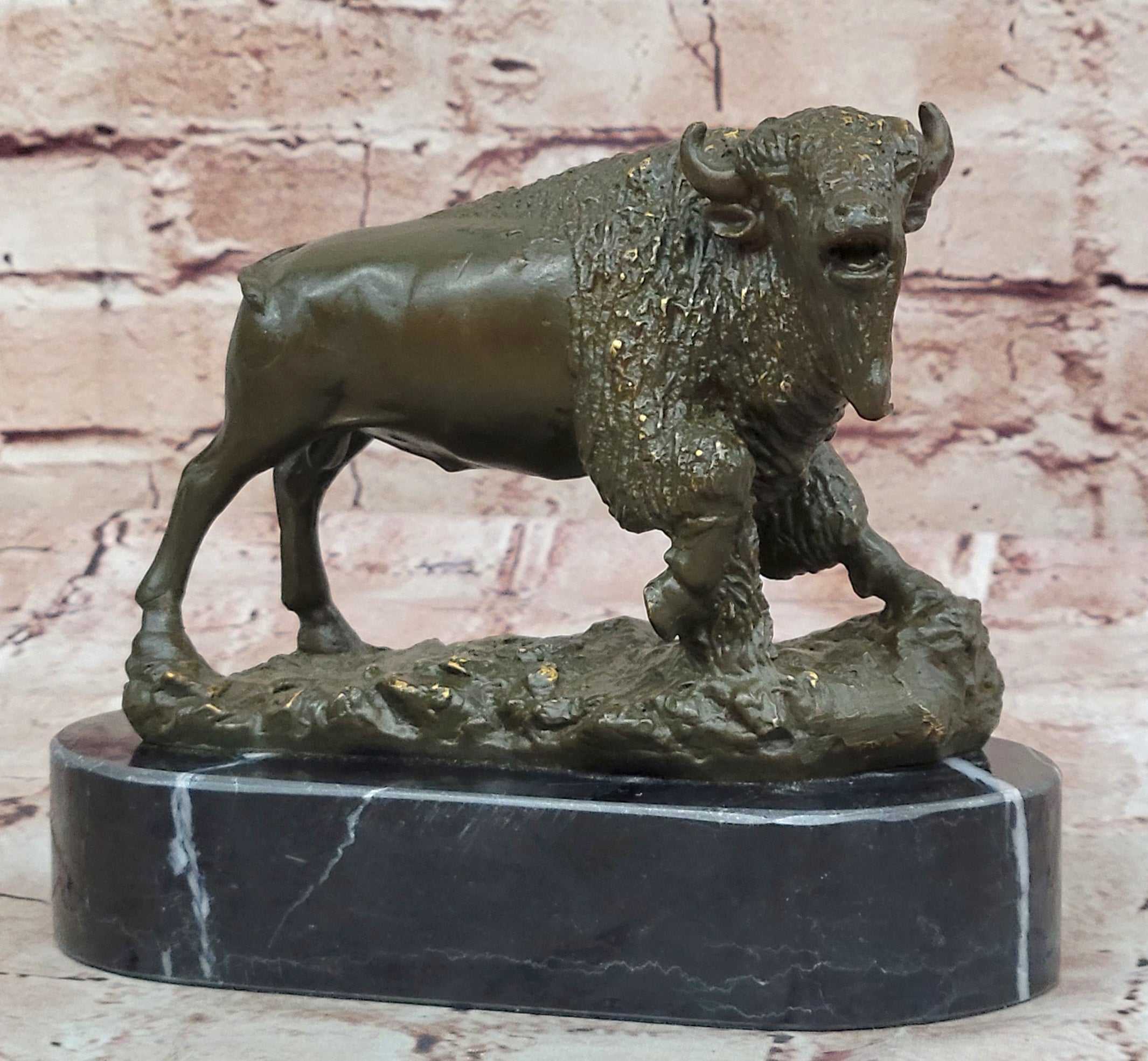 Western Bronze American Buffalo Bison Sculpture