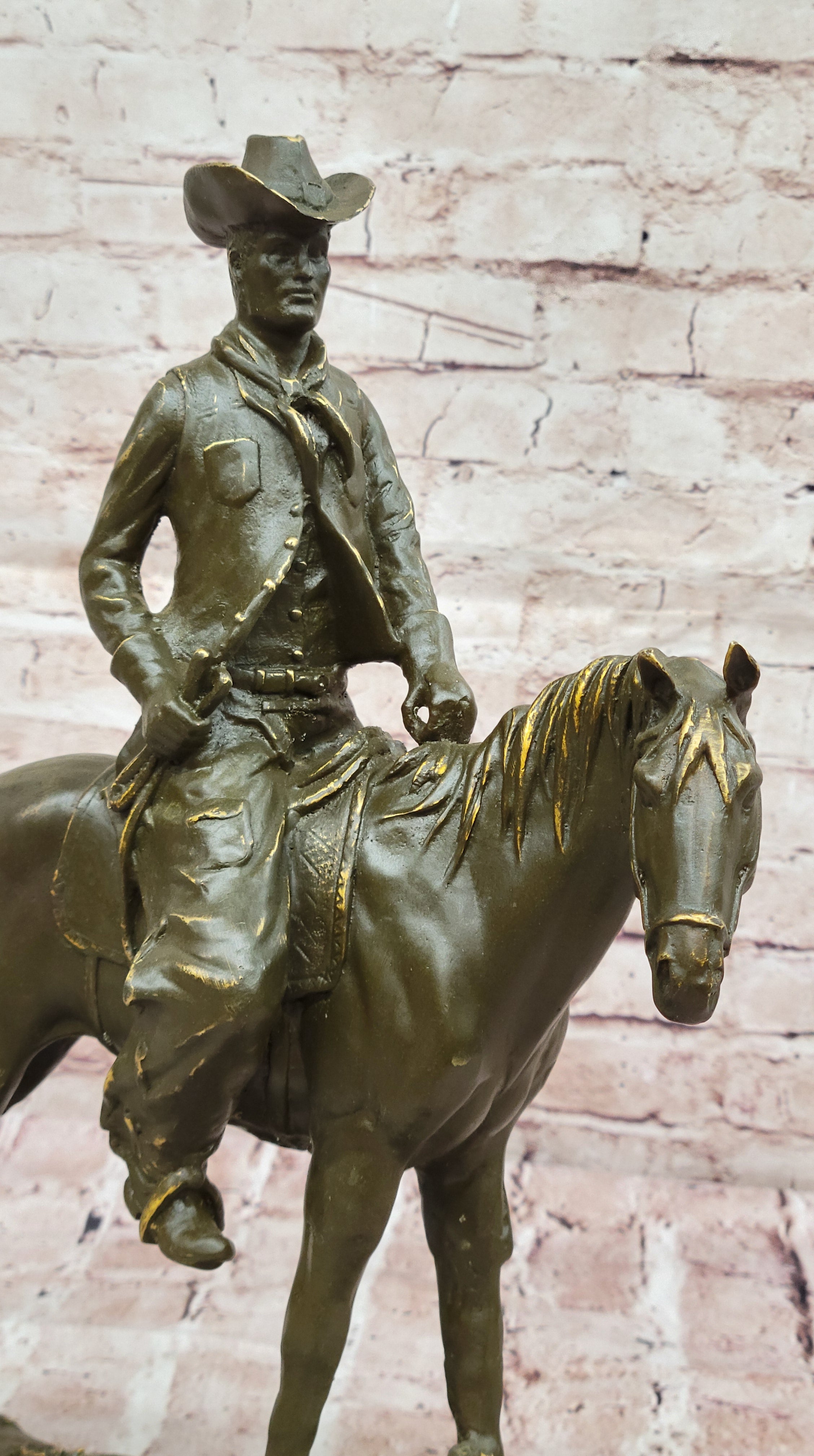 Bronze Cowboy on Horse – Western Americana Art