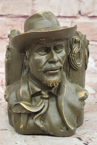Western Cowboy Bust Bronze Pen Holder