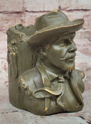 Western Cowboy Bust Bronze Pen Holder