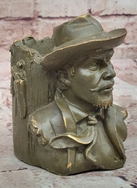 Western Cowboy Bust Bronze Pen Holder