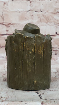 Western Cowboy Bust Bronze Pen Holder