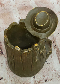 Western Cowboy Bust Bronze Pen Holder