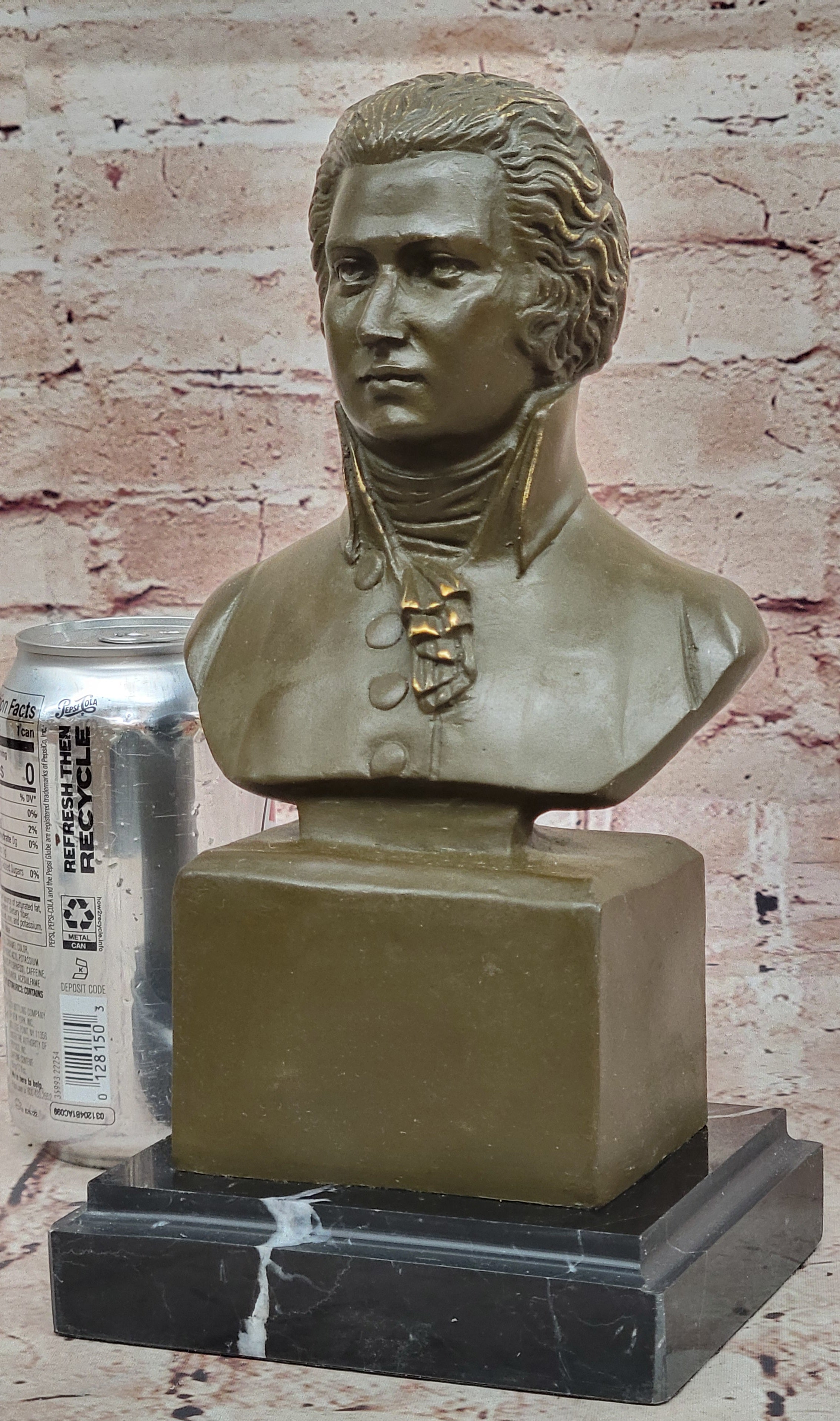 Wolfgang Amadeus Mozart Bronze Bust on Marble Base