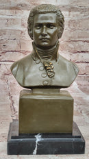 Wolfgang Amadeus Mozart Bronze Bust on Marble Base