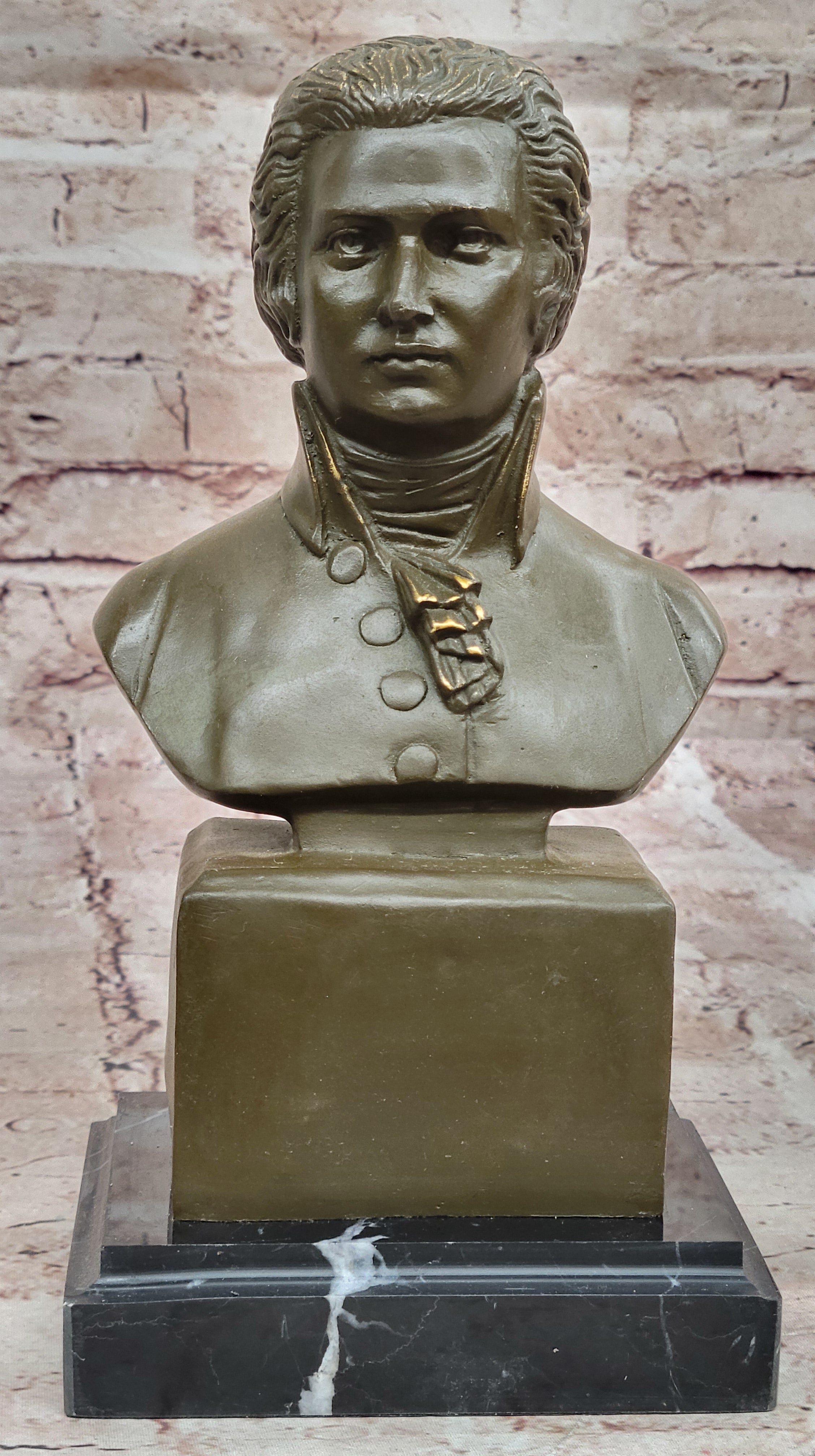Wolfgang Amadeus Mozart Bronze Bust on Marble Base