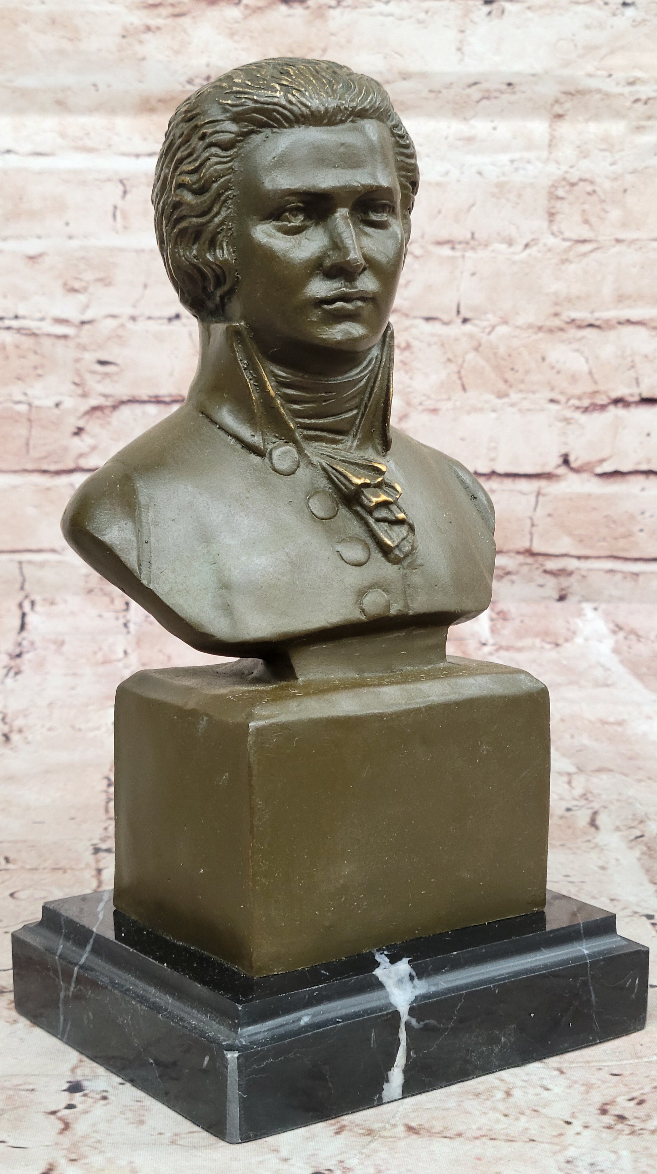 Wolfgang Amadeus Mozart Bronze Bust on Marble Base
