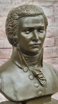 Wolfgang Amadeus Mozart Bronze Bust on Marble Base