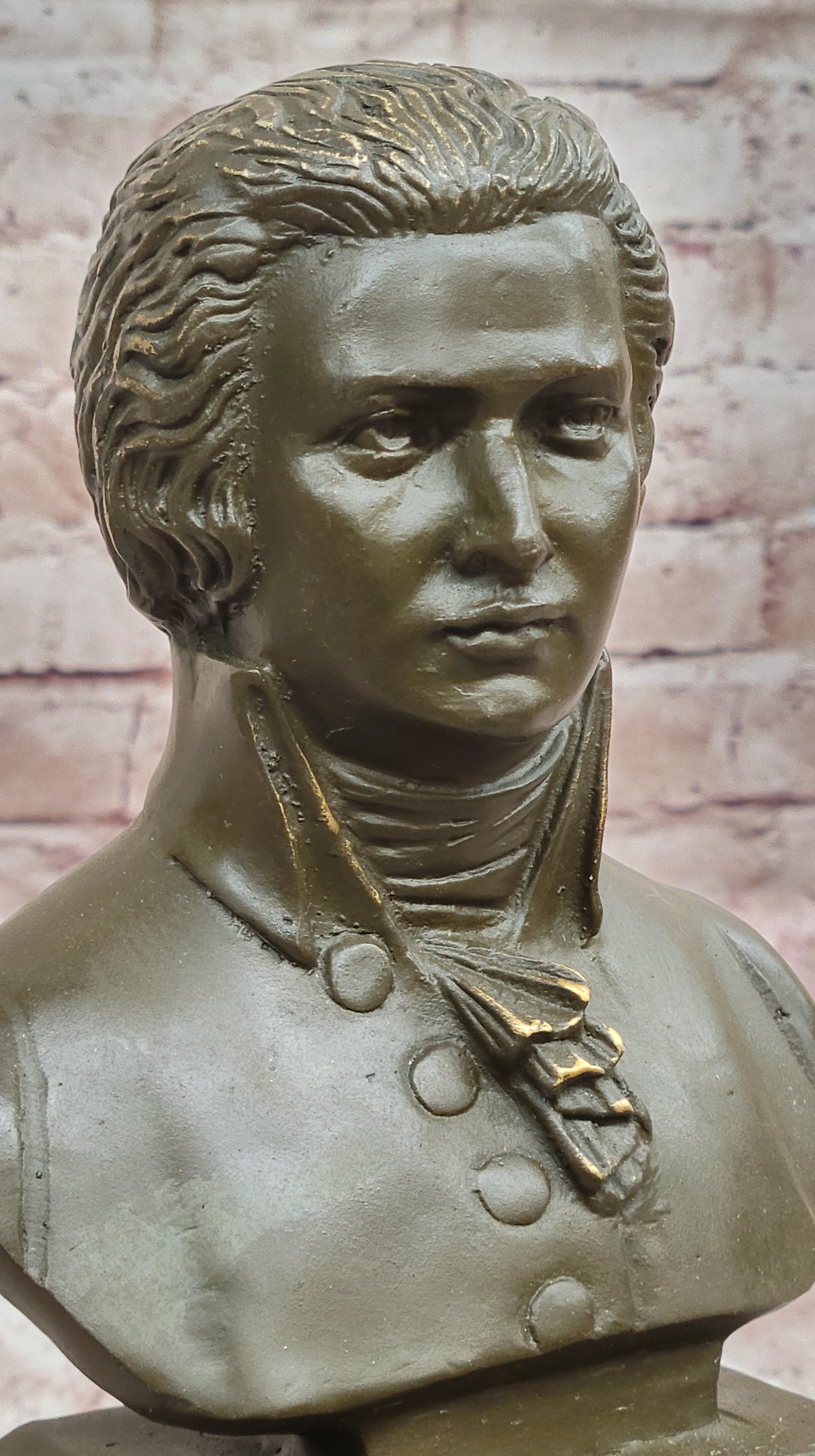 Wolfgang Amadeus Mozart Bronze Bust on Marble Base