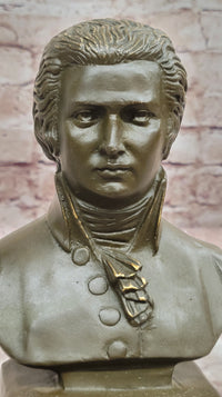 Wolfgang Amadeus Mozart Bronze Bust on Marble Base