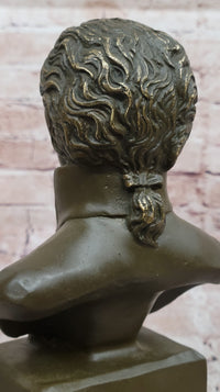 Wolfgang Amadeus Mozart Bronze Bust on Marble Base
