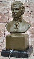 Wolfgang Amadeus Mozart Bronze Bust on Marble Base