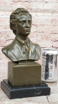 Frédéric Chopin Bronze Bust Sculpture on Marble Base