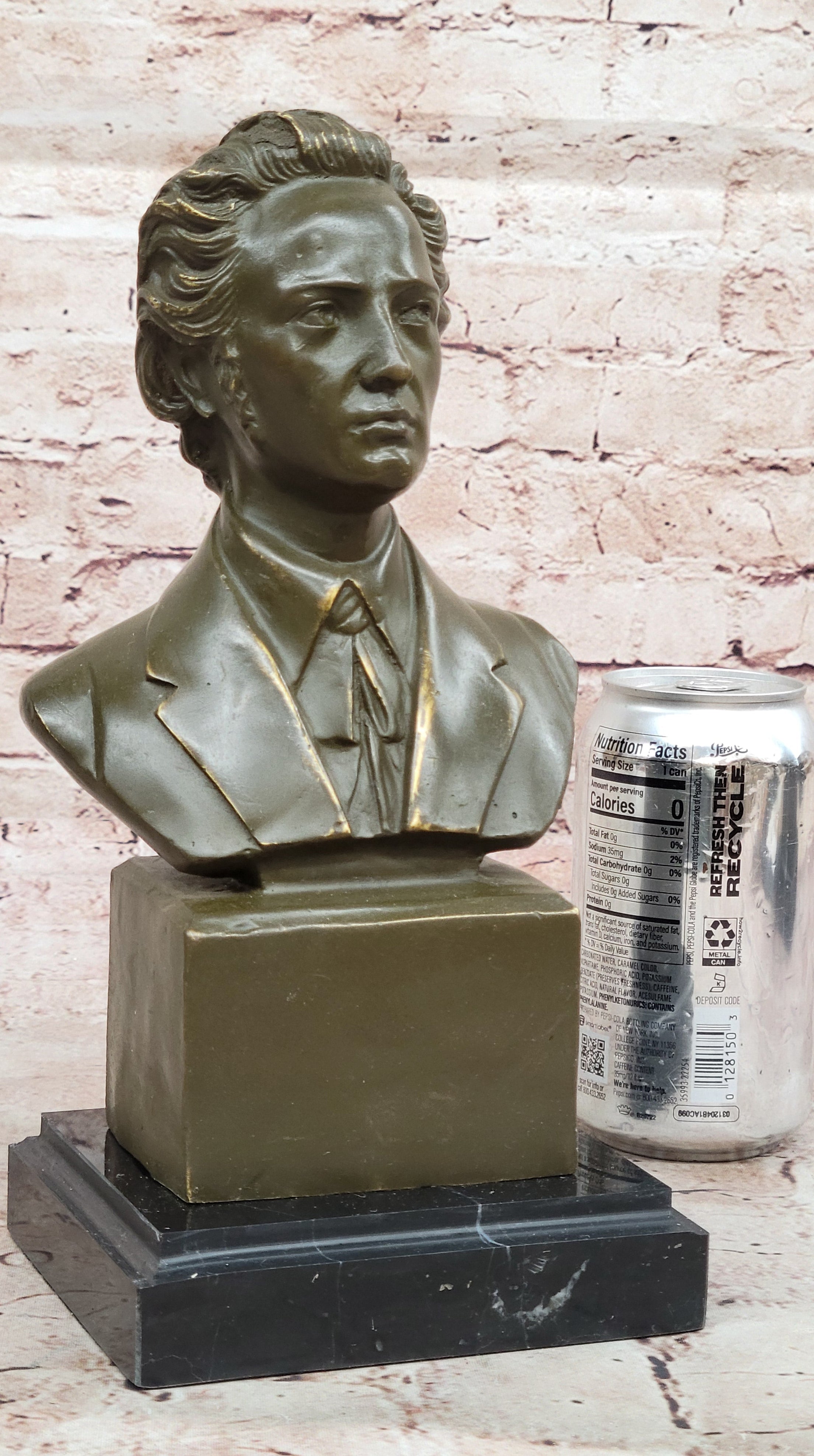 Frédéric Chopin Bronze Bust Sculpture on Marble Base