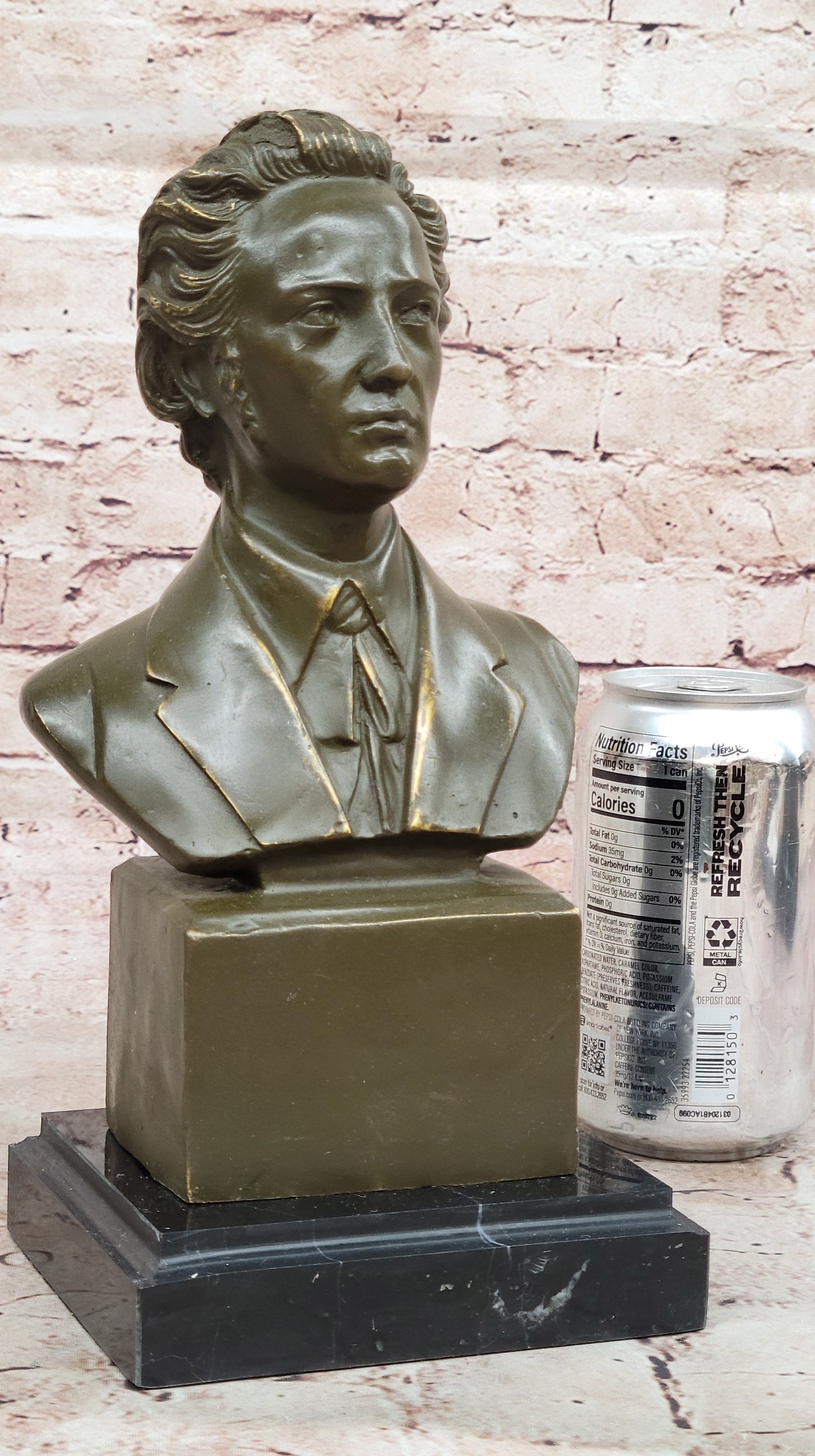 Frédéric Chopin Bronze Bust Sculpture on Marble Base