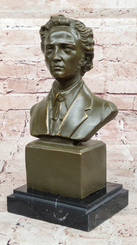 Frédéric Chopin Bronze Bust Sculpture on Marble Base