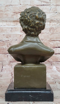Frédéric Chopin Bronze Bust Sculpture on Marble Base