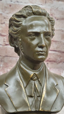 Frédéric Chopin Bronze Bust Sculpture on Marble Base