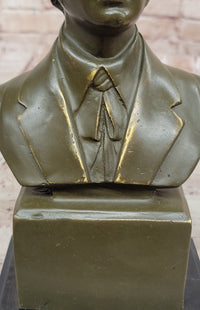 Frédéric Chopin Bronze Bust Sculpture on Marble Base