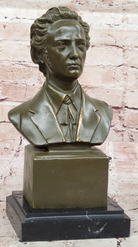 Frédéric Chopin Bronze Bust Sculpture on Marble Base