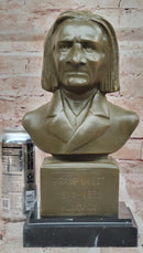 Franz Liszt Bronze Bust – Hungarian Composer on Marble Base
