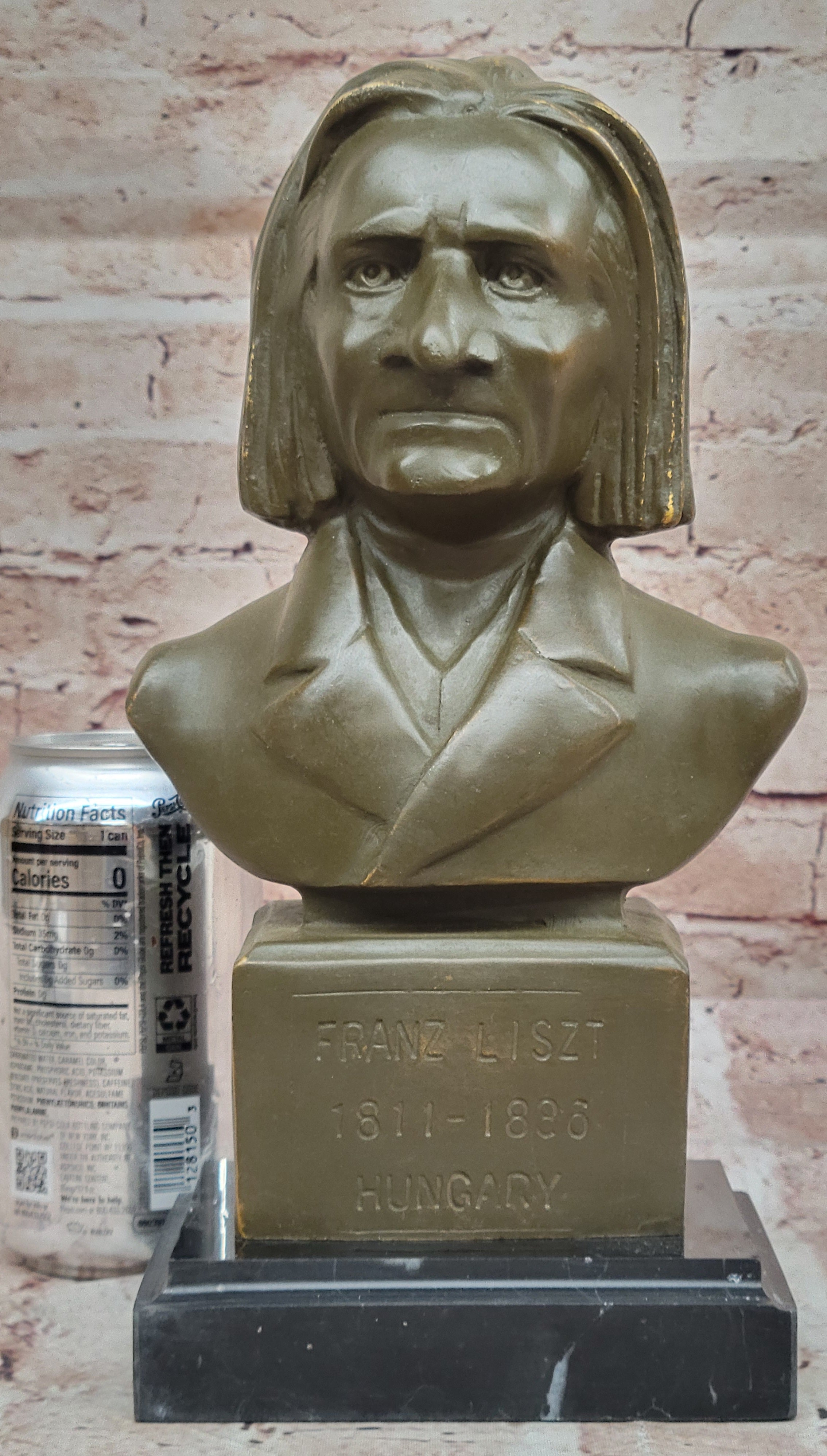 Franz Liszt Bronze Bust – Hungarian Composer on Marble Base
