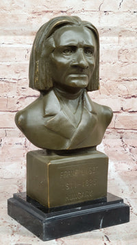Franz Liszt Bronze Bust – Hungarian Composer on Marble Base
