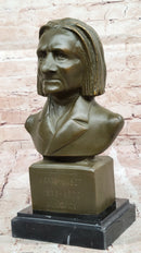 Franz Liszt Bronze Bust – Hungarian Composer on Marble Base