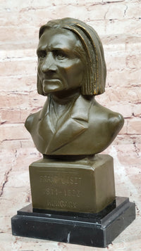 Franz Liszt Bronze Bust – Hungarian Composer on Marble Base