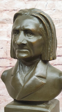 Franz Liszt Bronze Bust – Hungarian Composer on Marble Base