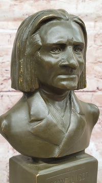 Franz Liszt Bronze Bust – Hungarian Composer on Marble Base