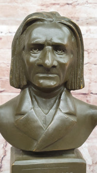 Franz Liszt Bronze Bust – Hungarian Composer on Marble Base