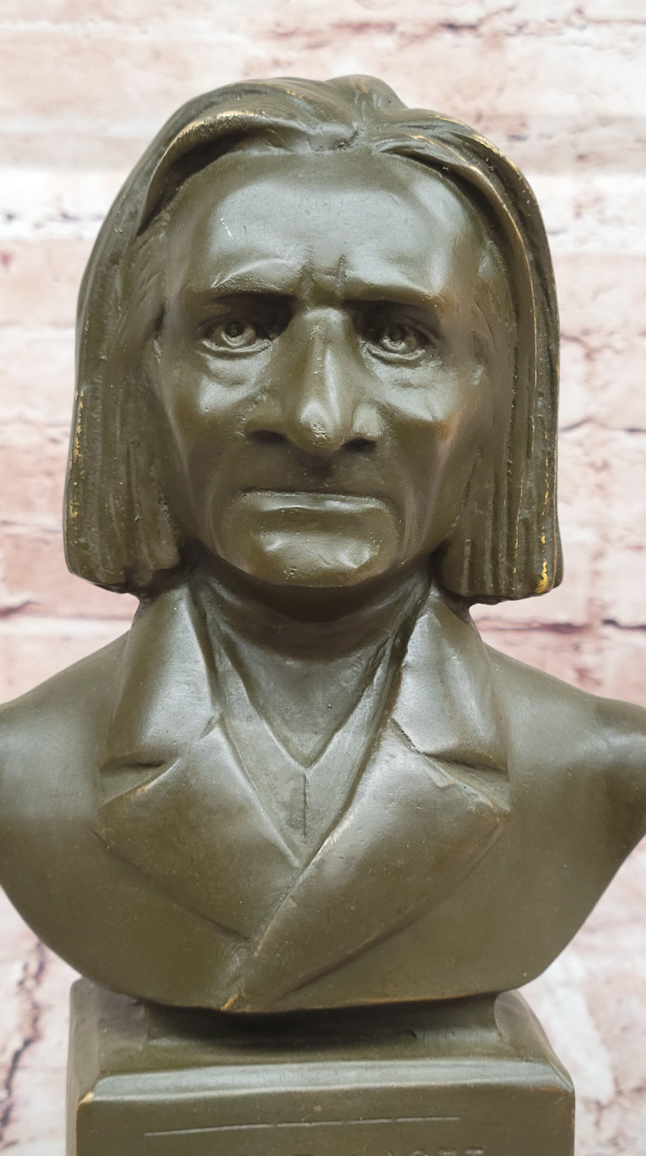 Franz Liszt Bronze Bust – Hungarian Composer on Marble Base