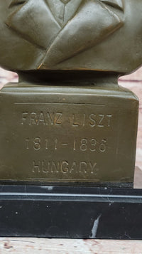 Franz Liszt Bronze Bust – Hungarian Composer on Marble Base