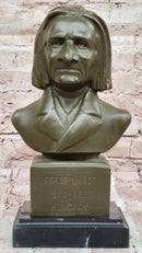 Franz Liszt Bronze Bust – Hungarian Composer on Marble Base
