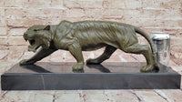 Roaring Bronze Tiger on Marble Base – Wildlife Art
