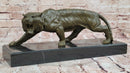 Roaring Bronze Tiger on Marble Base – Wildlife Art
