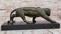 Roaring Bronze Tiger on Marble Base – Wildlife Art