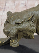 Roaring Bronze Tiger on Marble Base – Wildlife Art