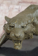 Roaring Bronze Tiger on Marble Base – Wildlife Art