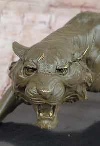 Roaring Bronze Tiger on Marble Base – Wildlife Art