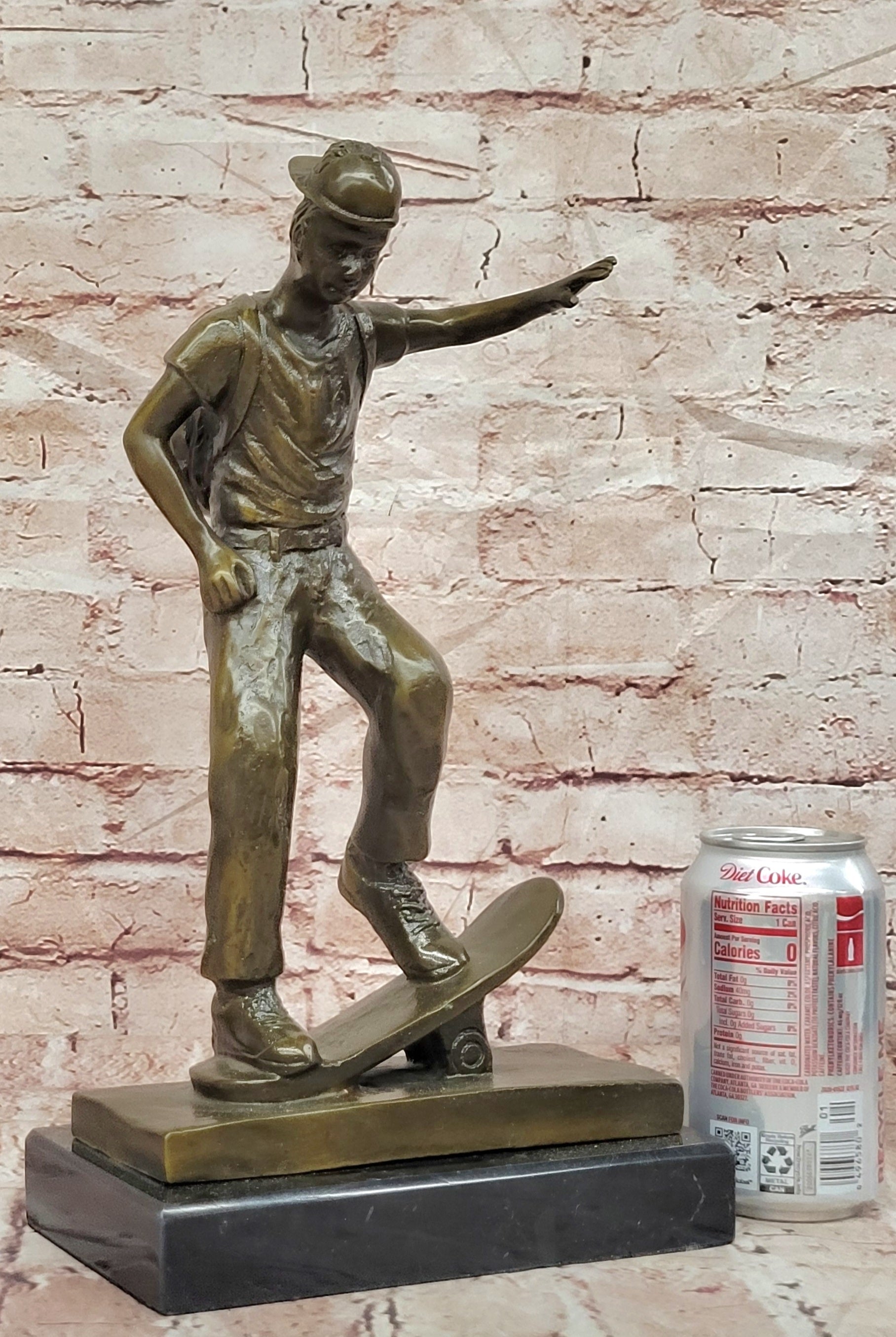 Hand Made Skateboarding Sports Boy Statue Bronze Sculpture Signed Milo Figure