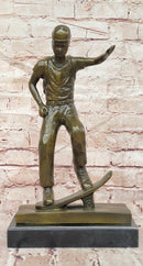 Hand Made Skateboarding Sports Boy Statue Bronze Sculpture Signed Milo Figure
